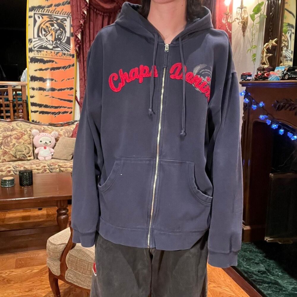 Jnco Men's Navy and Blue Hoodie